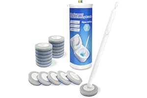 BECORRECT Disposable Toilet Brush and Holder Set with 18 Count Cleaner Refills Pads Replacement Heads,1 Wand Handle, 1 Storage Caddy,Essential for Toilet Bowl Cleaners,Bathroom Cleaning, Bathtub