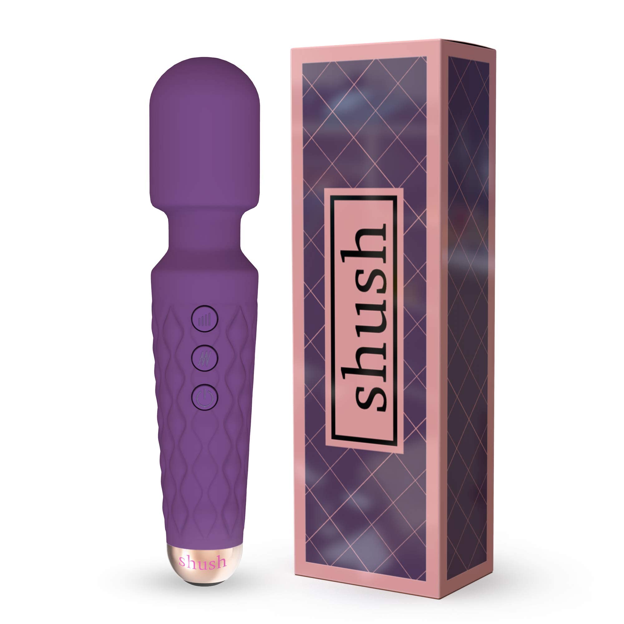 Wireless Massager by shush Vibrator Handheld Personal Electric Waterproof Massager with 8 Powerful Speeds and 20 Patterns Cordless Rechargeable Full Body Massager Purple Rose Goldโฆ