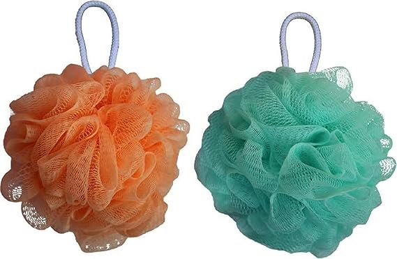 sp Bath Sponge Round multicolor Loofah and Back Scrubber for Men and Women Pack Of 2