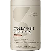 Sports Research Collagen Peptides - Hydrolyzed Type 1 & 3 Collagen Powder Protein Supplement for Healthy Skin, Nails, & Joints - Easy Mixing Vital Nutrients & Proteins, Collagen for Women & Men