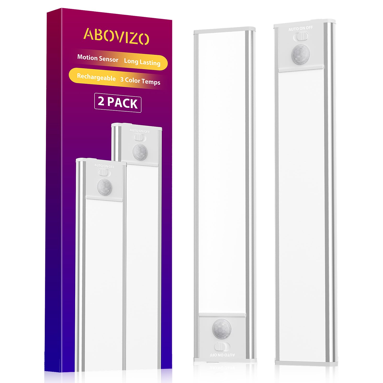 Photo 1 of LED Under Cabinet Lighting, Battery Operated Motion Sensor Light Indoor Wireless, 3 Color Temps, USB Rechargeable Closet Light, Dimmable Under Counter Lights for Kitchen Stairs Closet Pantry, 2 Pack