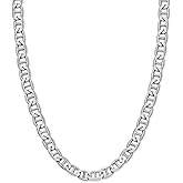 Savlano 925 Sterling Silver 6mm Italian Solid Flat Mariner Link Chain Necklace for Men & Women - Made in Italy Comes With a Gift Box
