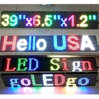 goLEDgo FULL COLOR LED SIGN, Splash WaterProof UV Proof, Programmable Scrolling LED Message Marquee Sign,Metal Case,Ultra thin 25"