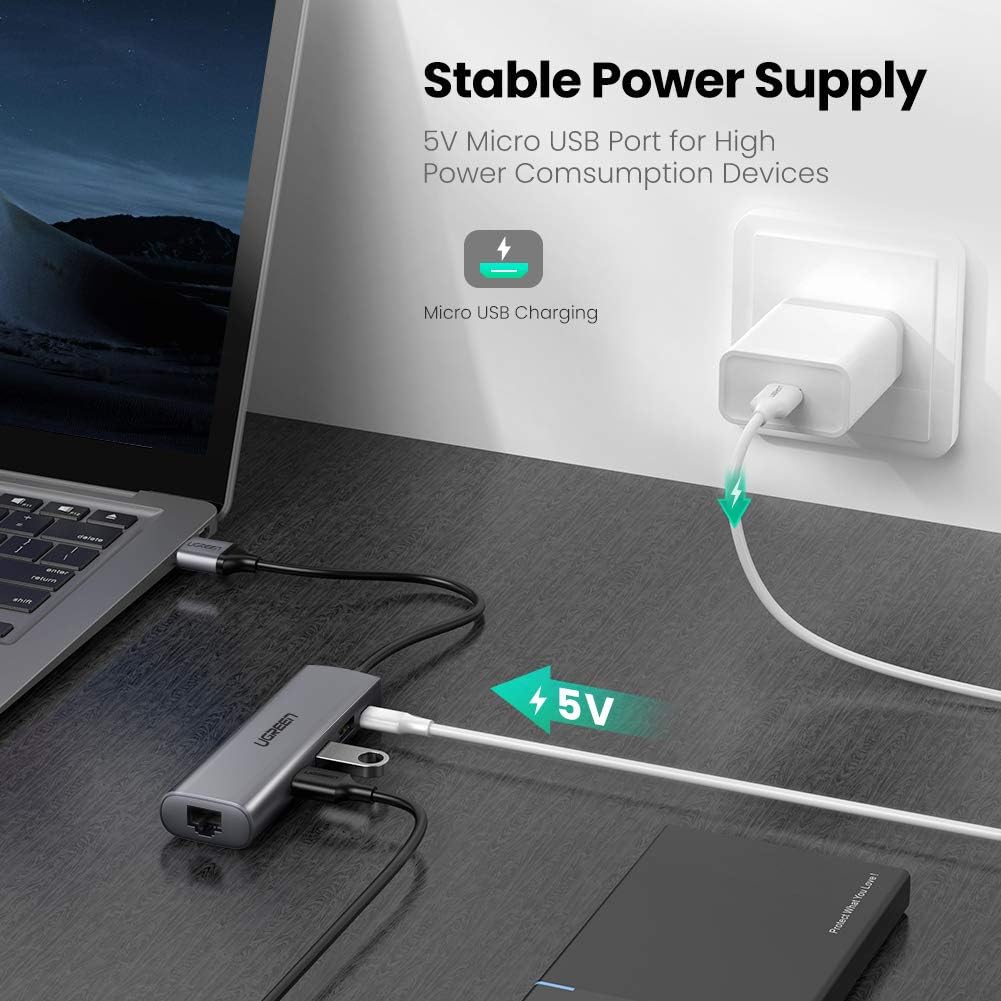UGREEN USB 3.0 Ethernet Adapter Hub with RJ45 10 100 1000 Gigabit Ethernet Converter LAN Wired Network Adapter 3 Ports USB 3.0 Hub for MacBook iMac Surface Pro Chromebook Laptop PC: Computers & Accessories