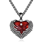 AINFQY Angel Wings Necklace for Women 925 Sterling Silver Birthstone Guardian Necklace Jewelry Angel Wings Moonstone, Crystal Pendant Jewelry Gifts