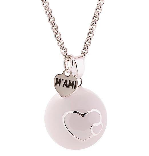 title=Chiama angeli M'AMI® smaltato bianco con CUORI