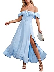 KUTUMAI Women's Summer Off Shoulder Maxi Dress Puff