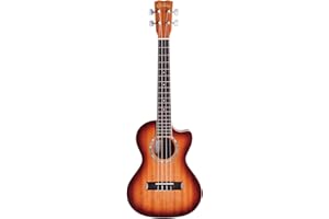 Cordoba 15TM-CE Tenor Ukulele - Acoustic-Electric Cutaway Uke, Hand Crafted with Mahogany Top, Back & Sides, Authentic Abalone Rosette, Satin Edge Burst Finish & Premium Italian Aquila Strings