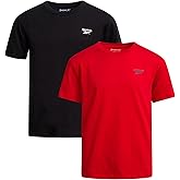 Reebok Boys Athletic Shirts - 2 Pack Breathable Short Sleeve Crewneck Cotton Boys Shirts - Active Kids Clothes for Athleisure