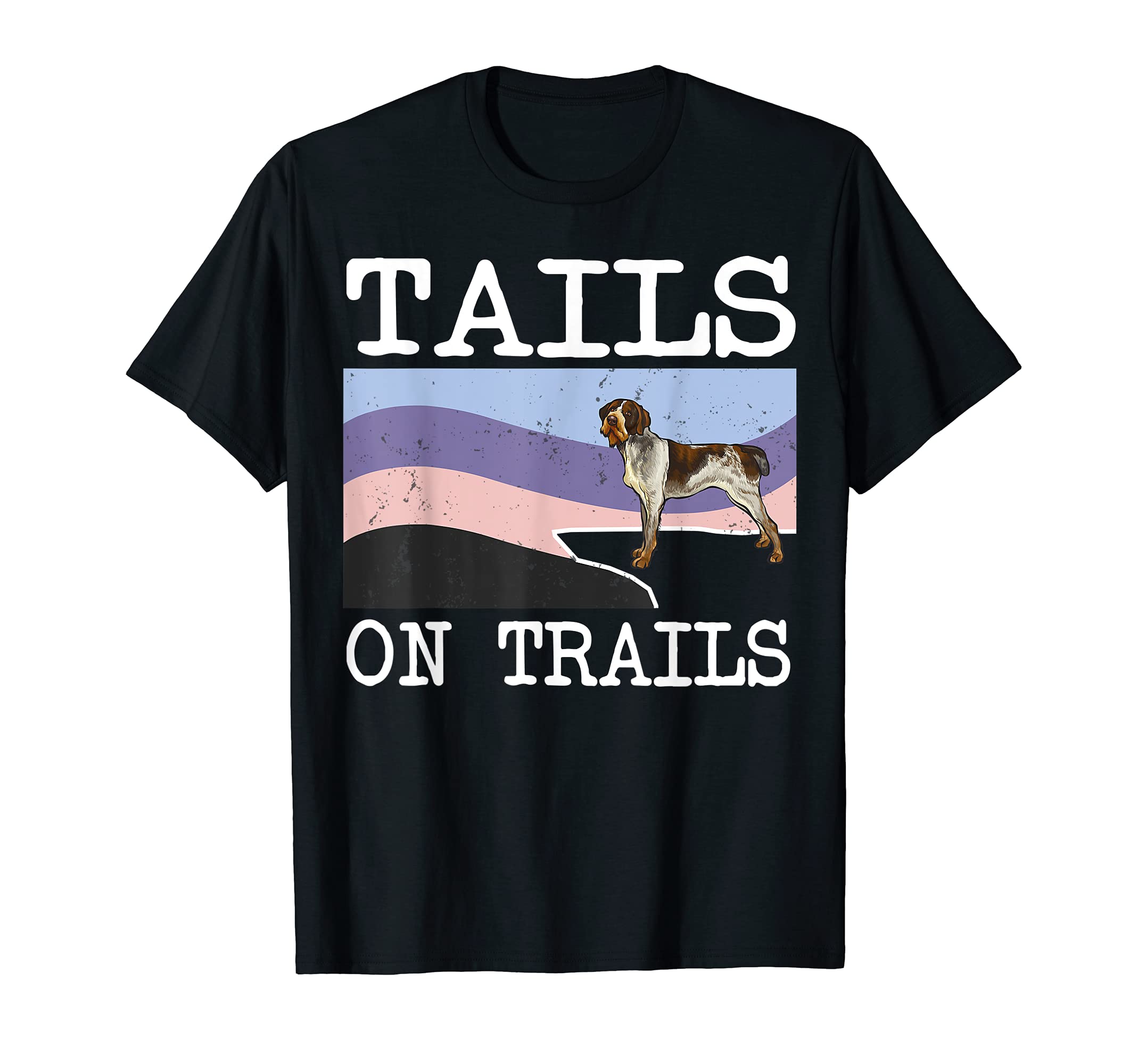 German Wirehaired Pointer Tails On Trails Funny Dog Hiking T-Shirt