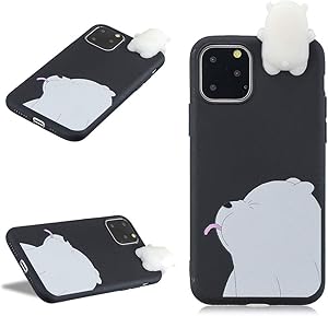 LCHDA for iPhone 11 Pro 3D Cartoon Case,iPhone 11 Pro Cute Squishy Panda Animal Print Pattern Kawaii Soft Silicone Protective Back Phone Cover Skin for Teen Girls Boys-Black