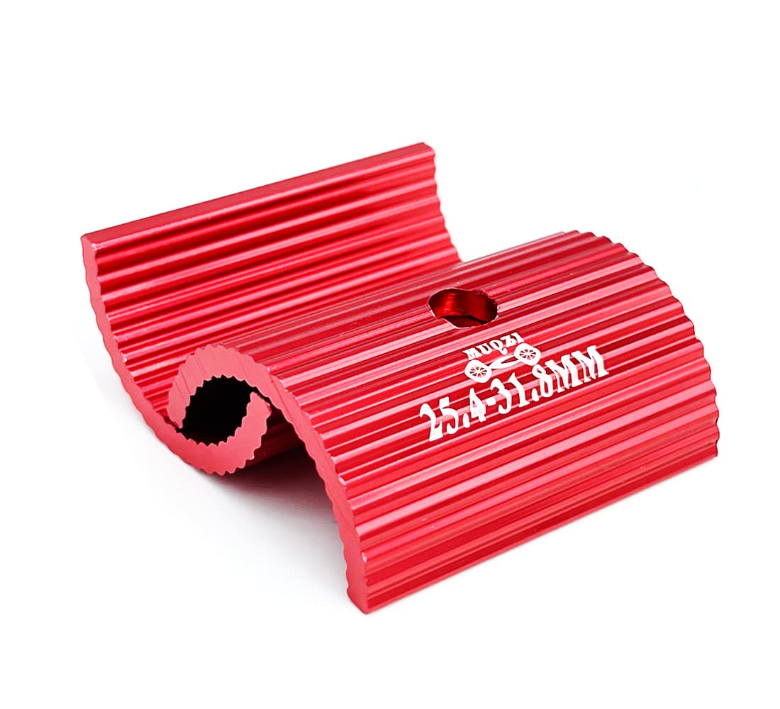 Saipor 1Pair Bike Handlebar Shim Bicycle Handlebar Stem Shim Handle Bar Adapter Reducer Aluminum Alloy Clamp Spacer Conversion Shims 25.4 to 31.8MM Cycling Parts Components, Red