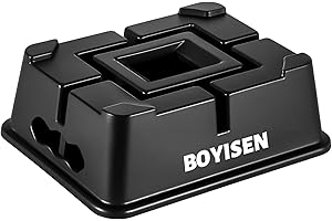 BOYISEN Trailer Jack Block - RV Jack Blocks for 5th Wheel, Pop Up, Toy Hauler Fits for Any Tongue Jack, Foot, Post, Stabilizer Support Up to 15,000lbs Easy Carry Handle (4in Black 1 Pack)