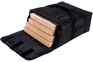 YOPRAL Pizza Bag Thermal Pizza Delivery Bags Insulated Food Delivery Bag Professional Pizza Warmer Carrier Bags Moisture Free Hold Up to 4-16" or 3-18" (Black 20"X20"X9")