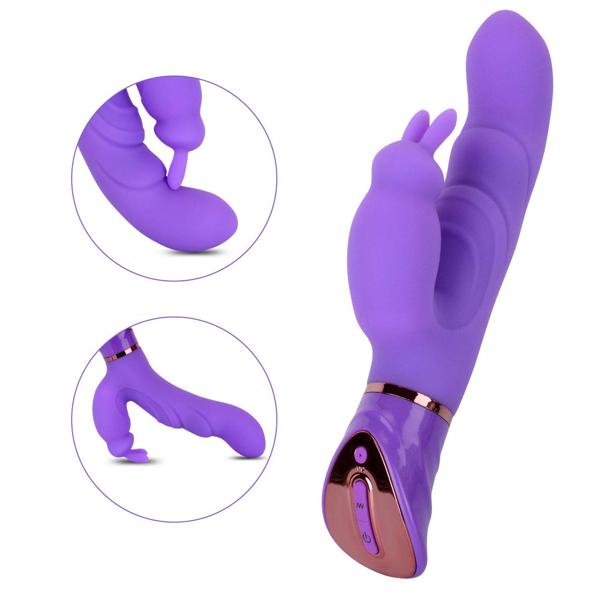 XINGHAOYA G Spot Rabbit Vibrator with Bunny Ears for Clitoris Stimulation, Waterproof Rechargeable Dildo Vibrator Clit Stimulator with 10 Vibration Modes Quiet Dual Motor for Women Couples