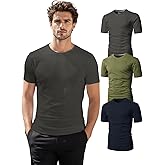 H2H Mens T-Shirts - Plain Novelty Slim Short Sleeve Cotton Blend (V Neck/Crew Neck) Multipack Size XS to 3XL