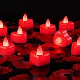 Amagic 1000 Pieces Red Artificial Rose Petals with 12 Red Heart LED Tea Lights, Rose Petals and Candles Set for Proposal, Anniversary, Romantic Night, Wedding Decor