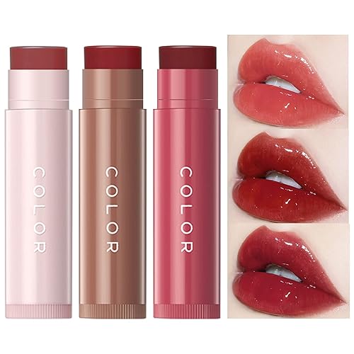 Erinde 2-in-1 Tinted Hydrating Lip Balm & Buildable Lipstick, Natural Gloss Finish for Dry Lips, Moisturizing Winter Lip Care Gifts 3pcs