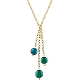 NJCRAFT Natural Gemstone Handmade Beads Dainty Chain Pendant Necklace for Women, Healing Crystals Energy Stones Gold Plated Chain Jewelry gift| Chain 16+2 Inch Adjustable