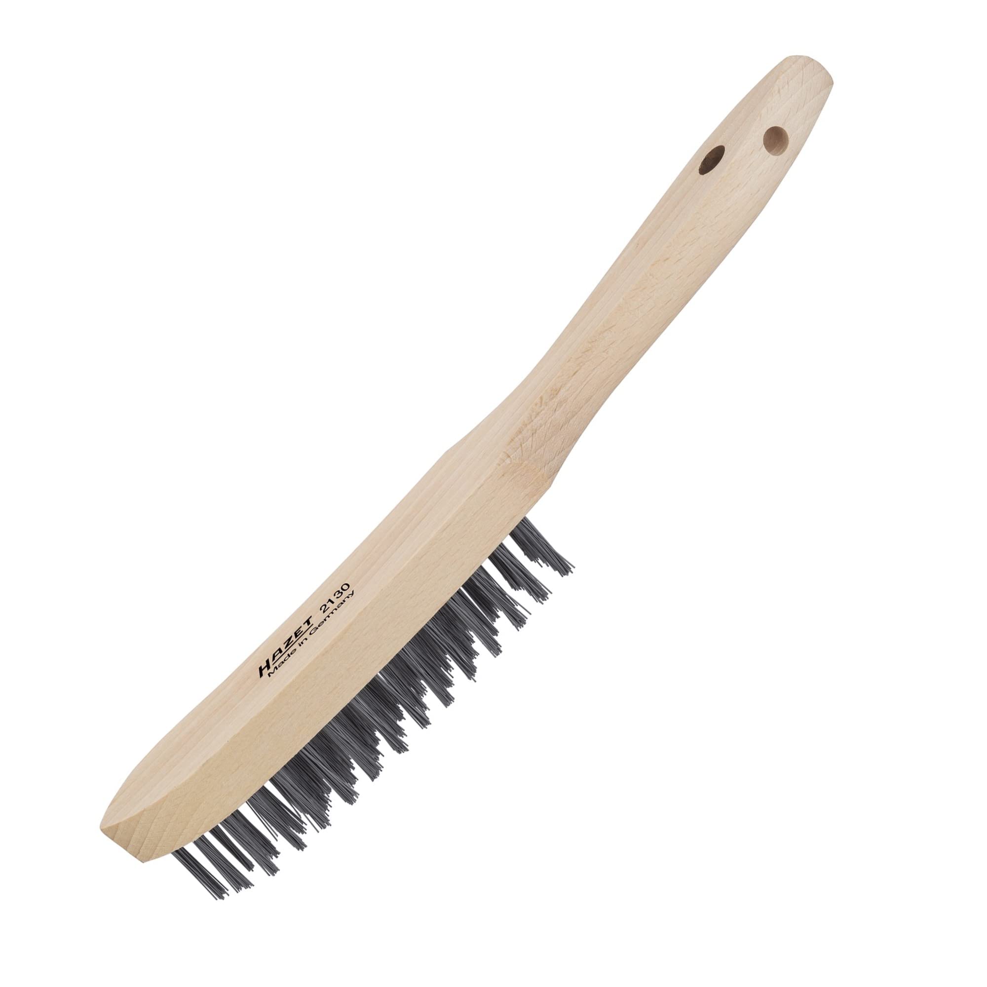 Spazzola metallica HAZET 2130 quattro file di setole metalliche alte 25 mm, estremamente resistenti per sciogliere e rimuovere lo sporco più ostinato ideale per la sverniciatura di parti