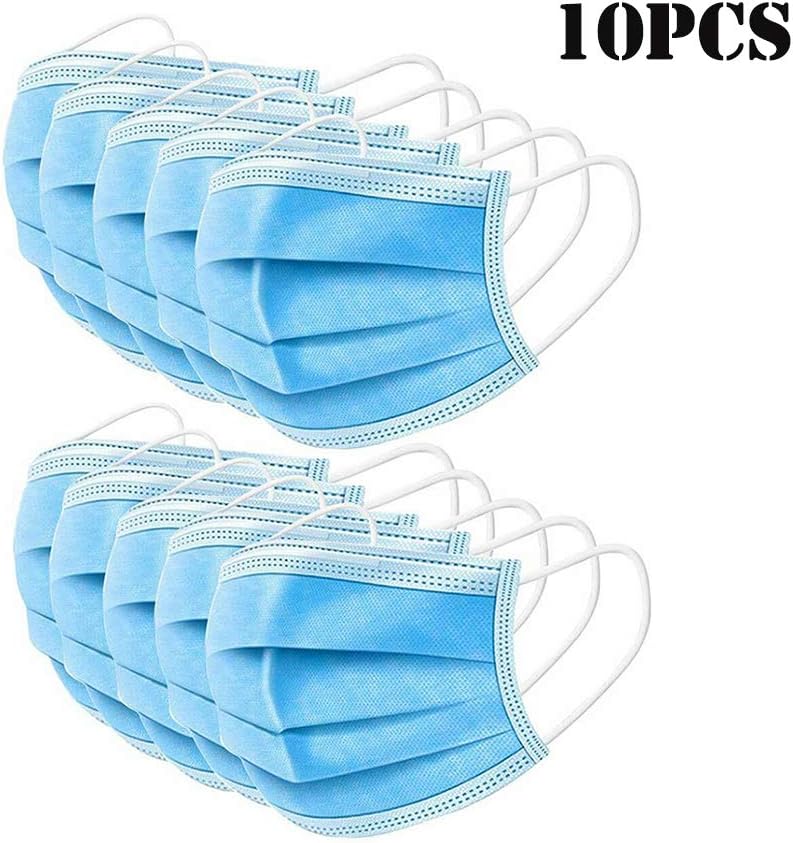 Mascarilla desechable Mascarillas antipolvo 3 capas para exteriores al aire libre, paquete de 10 piezas (1) (1)