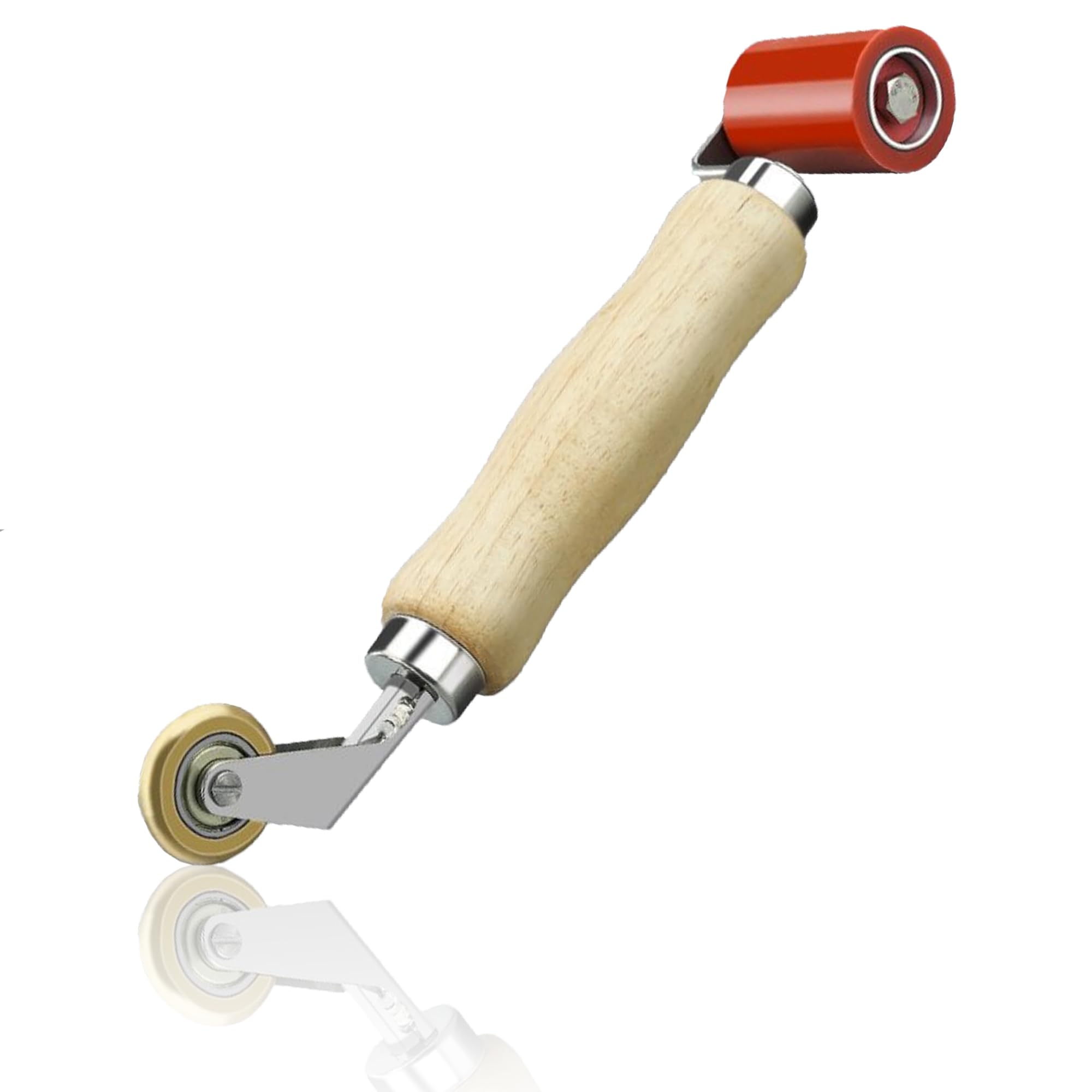 2 in 1 Welding Handheld Roller, Double Head Heat Resistant Seam Roller, 40MM Silicone Seam Roller and 6MM Interal Corner Brass Penny Roller for Roofing PVC/TPO/EPDM Welding Home Decorating