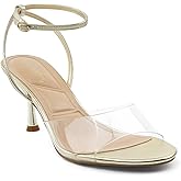 JENN ARDOR Womens Clear Slingback Heels Sandals Ankle Strap 2.7" Kitten Heels Classic Round Toe Dress Shoes for Party Wedding Womens Low Heel Pumps