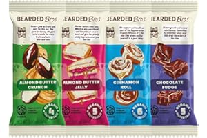 Bearded Brothers Organic Vegan Energy Bars - Gluten & Soy Free, Paleo, Whole 30 | Non GMO, Low Glycemic, High Protein, Fiber (10 Pack, Regenerative Organic Certified Variety Pack)
