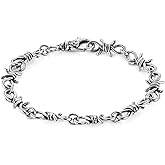 HZMAN Barbed Wire Bracelet for Men Biker Gothic Punk Stainless Steel Link Bracelet Jewelry Gift
