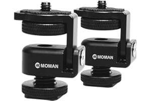 Moman Ball Head Cold Shoe Mount 1/4" Mini Adapter BH02 with 1/4"-20 Thread for Camera Microphone LED Video Light Monitor
