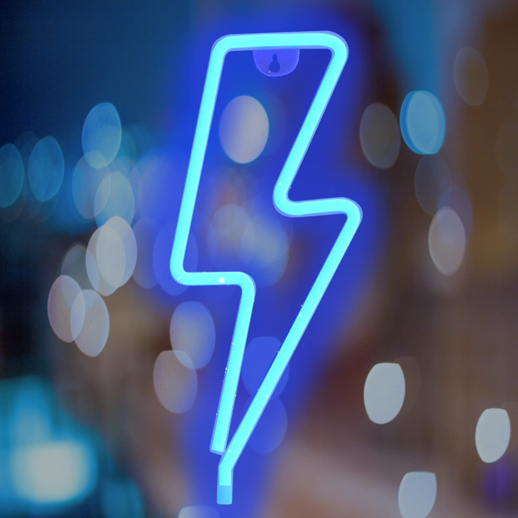 DINOWIN Neon Lights LED Lightning Signs Wall Light Room Decor Night Lights Battery and USB Operated for Children Baby Room Hose Bar Wedding Party Decoration (Lightning-Blue)