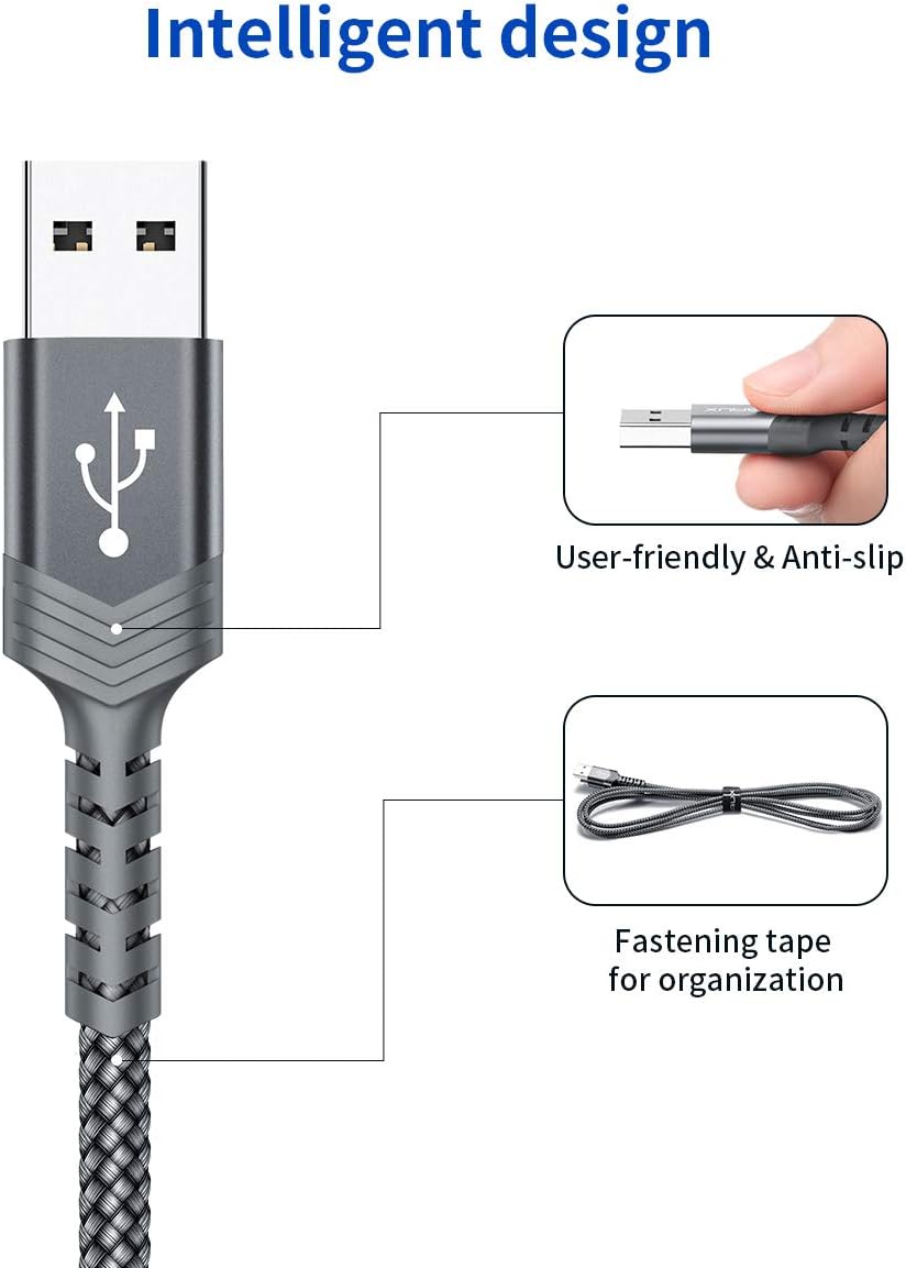 USB Type C Cable 3A Fast Charging, JSAUX(2-Pack 3.3ft+3.3ft) USB-A to USB-C Charge Braided Cord Compatible with Samsung Galaxy S10 S10E S9 S8 S20 Plus,Note 20 10 9 8, and Other USB C Charger (Grey): Industrial & Scientific