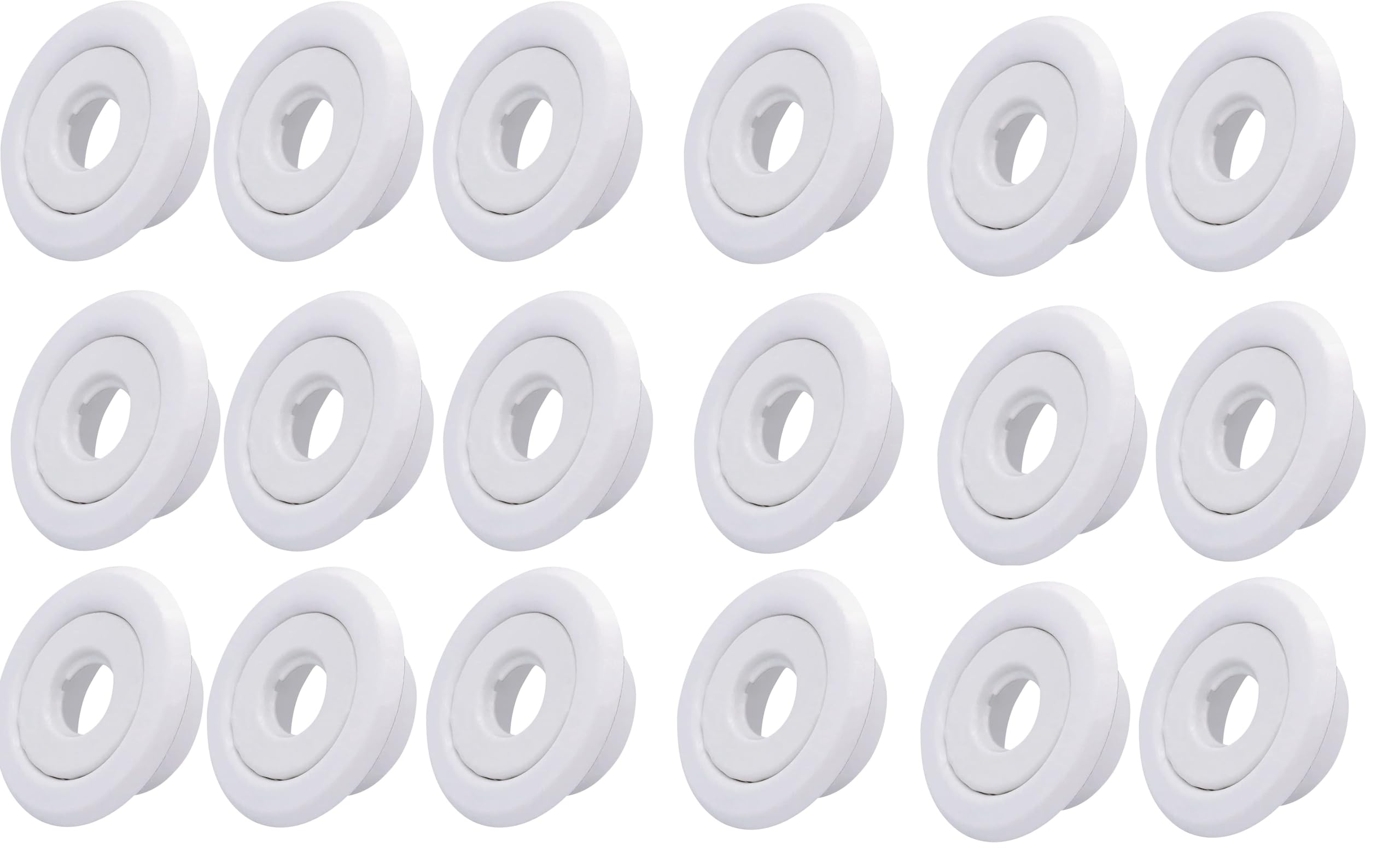 Photo 1 of (18 Pack) 1/2" IPS Fire Sprinkler Escutcheons 3/4" Adjustment Range Recessed Two Piece Rosette Cover Trim Ring White (White)