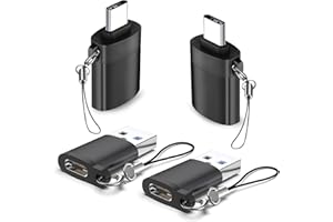 OITYEUF 4 Pack USB to USB C Adapter, 2Pack Type C Female to A Male Converter，2Pack USB C Male to USB 3.0 Female OTG Converter for Apple Watch Ultra 8 9,iPhone 16 15 Pro Max 14 13,AirPods, Samsung S24S Black