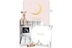 OLIVE & LARK Baby Keepsake Box Girl with Baby Book Girl - Baby Shower Gifts for Girls, Unique Baby Girl Gifts - Baby Memory Book Girl - New Born Baby Girls Gift - Baby Gifts for Girls - New Baby Girl Gifts, Rose