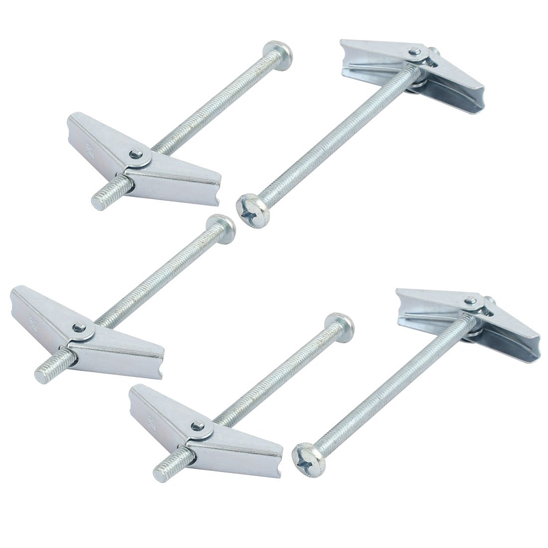 sourcing map M6 x 100mm Male Thread Spring Loaded Hollow Wall Round Head Toggle Bolt 5pcs