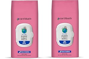 earthbath, Ultra-Mild Wild Cherry Puppy Wipes - Dog Wipes for Paws and Butt, Best Pet Wipes for Dogs & Puppies, Made in USA, Cruelty-Free Dog Cleaning Wipes - 100 Count (2 Pack)