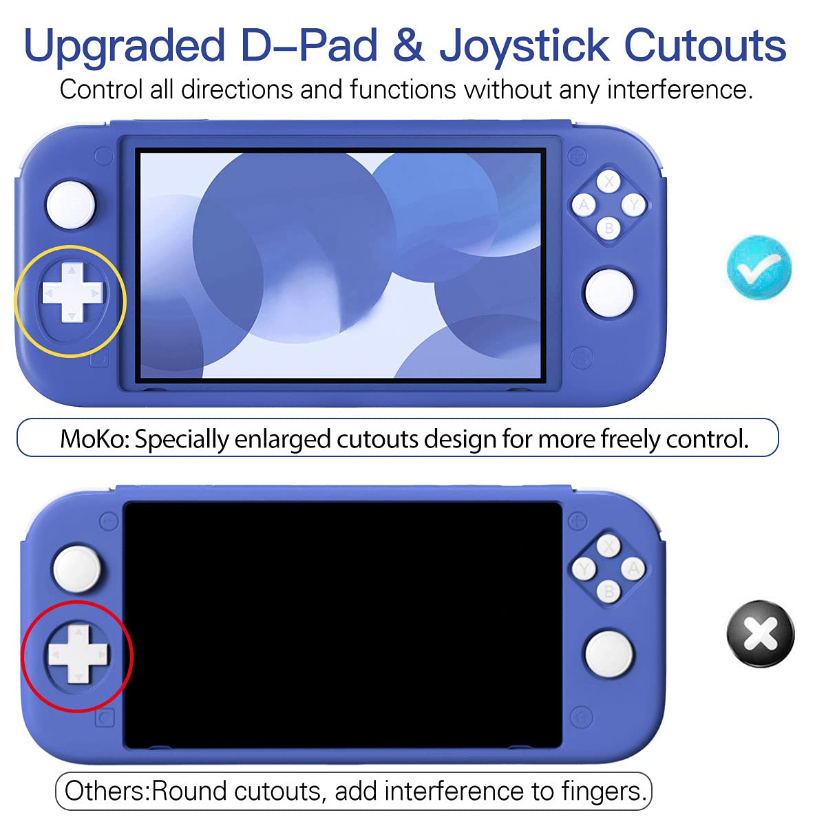 MoKo Protective Case for Switch Lite, Silicone Cover, Shock-Absorption Anti-Scratch Non-Slip Case - Blue