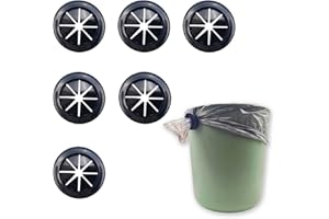 MAGNEECH 6 Pcs Black Trash Bag Holder - Reusable Trash Liner Cinch for Securing Trash Liners，Prevents Liners from Falling into Trashcan - Ideal for Outdoors Garden and Home Use