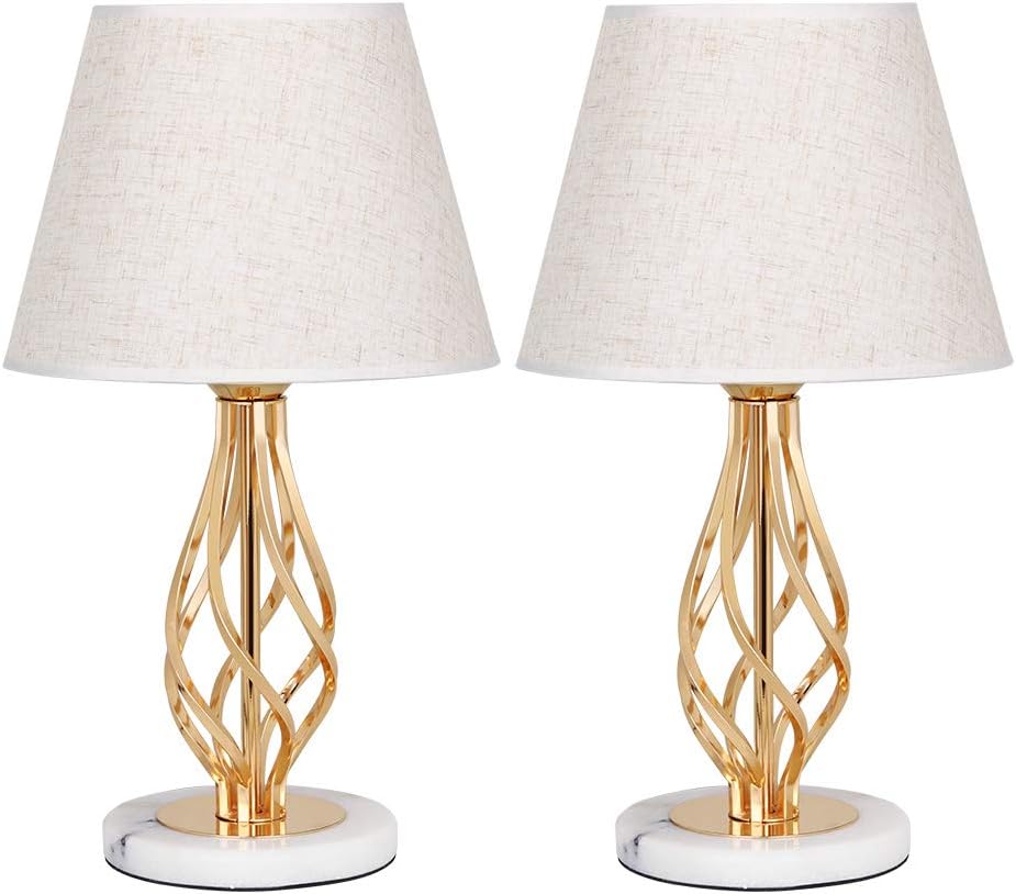HAITRAL Moder Table Lamps Gold Nightstand Lamps Set of 2 for Bedroom