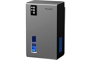 NineSky Dehumidifier for Home, 95 OZ Water Tank, (1000 sq.ft) Dehumidifiers for Bathroom Bedroom Basement with Auto Shut Off,7 Colors LED Light(Gray)