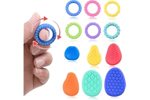 Hisgeru 12 Pack Sensory Stone and Rings Fidget Toys for Kids and Adults Finger Spinner Rings Textured Worry Stone for Autism Calming Down Fun