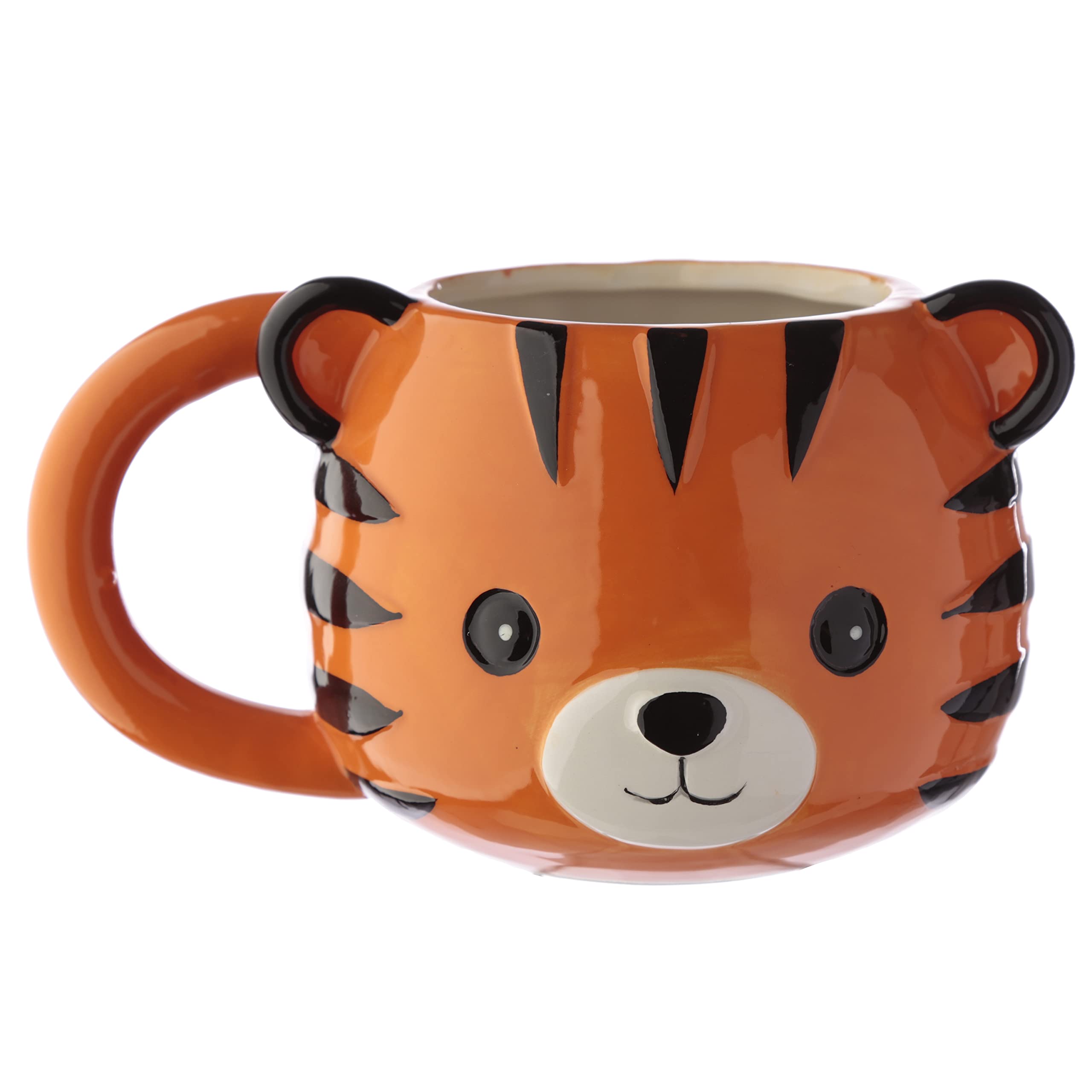Puckator Adoramals Tiger Head Ceramic Shaped Tea Coffee Mug - Funny Home Accessories - Cute Gifts for Girlfriend - Large Mugs for Men Women Hot Drinks - Cute Cups Presents - Secret Santa Gift Cup Set