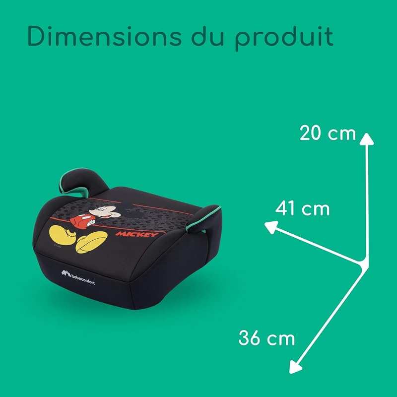 Disney Manga i-Safe, Rehausseur Voiture Enfant, Siège Auto Mickey Mouse, 6-12 ans, 128-150 cm, 22-36 kg, Léger, Installation Facile de la Ceinture, Tissu Soft-touch, Authentic Mickey