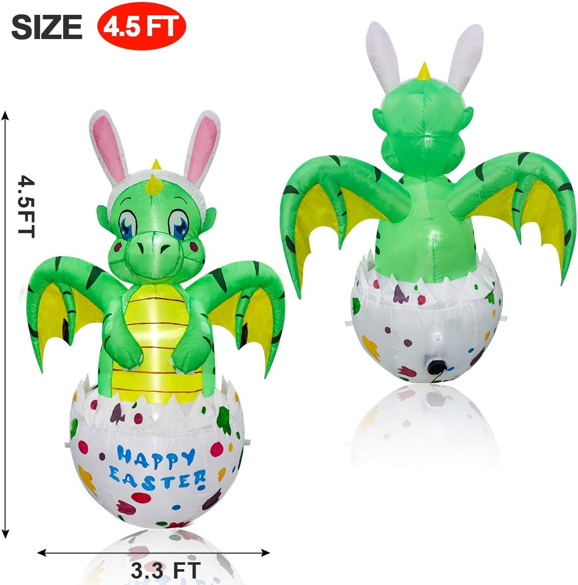 Meland Easter Inflatable Decorations 4.5FT - Inflatable Dinosaur in Eggs - Easter Blow up Décor with Light for Party Indoor Outdoor, Yard, Garden, Lawn: Garden & Outdoor