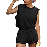 Songling Two Piece Sets for Women Summer Short Workout Tank Tops and Shorts Matching Set Outfits Tracksuit with Pockets