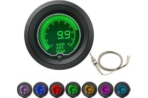 LEVANLIGHT 7 Color 1200 ℃ Pyrometer Exhaust Gas Temperature EGT Gauge Kit - 2-1/16"" 52mm Black Dial - EGT Temp Sensor - Dual