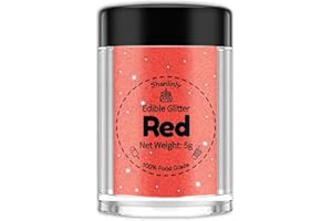 Shanlinly Red Edible Glitter for Cakes Drinks - Food Grade 5g Shimmer Luster Glitter Dust Edible Glimmer Powders for Strawberries, Sprinkle on Sparkle, Chocolate, Cookie, Cupcake, Cocktail, Vegan