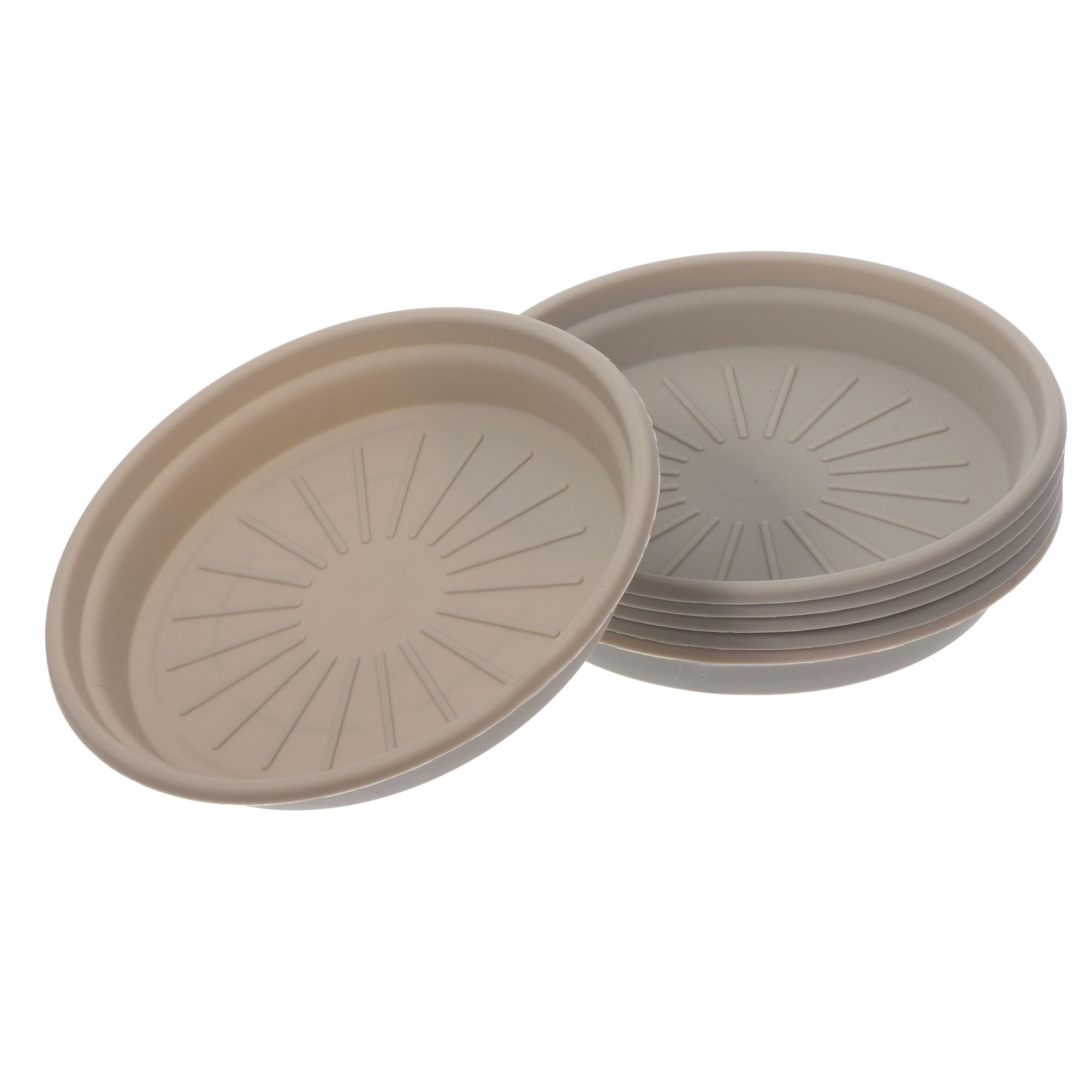 M METERXITY 6 Pack Planter Saucers - Plastic Plant Tray Flowerpot Drip Trays Round Apply to Outdoor/Garden (5 Inch, Light Grey) — image 1