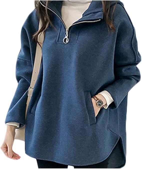 Amazon Co Jp メルメンツ ブルー M アウター レディース パーカー プルオーバー プルオーバーパーカー単色 暖かい プルオーバー パーカー 上着 人気のパーカーランキング カジュアル ハーフジップ ジップ付き 服 デート服 大きい おおきいサイズ 人気パーカー お洒落